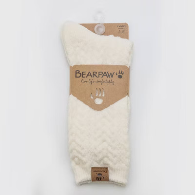 Bearpaw Women's Boot Crew Cable Socks 1pk - Egret | Target