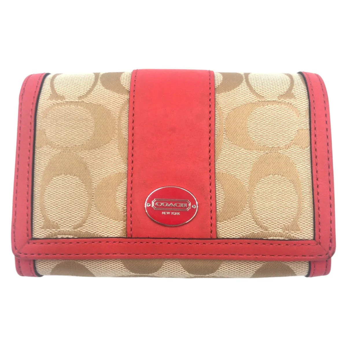 Coach Signature Canvas Leather Compact Wallet | Shop Simon