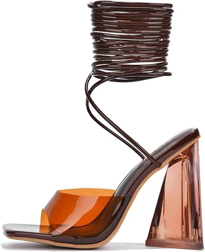 Cape Robbin Swag Women's Lace-up Heels for Women Sexy - Women Heels with Square Open Toe - Tie Up... | Amazon (US)