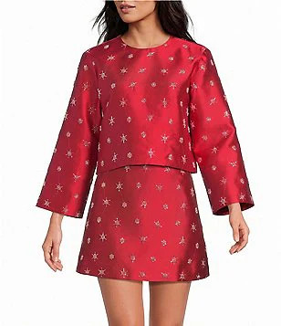 Bead Embroidered Coordinating A-Line Mini Skirt | Dillard's