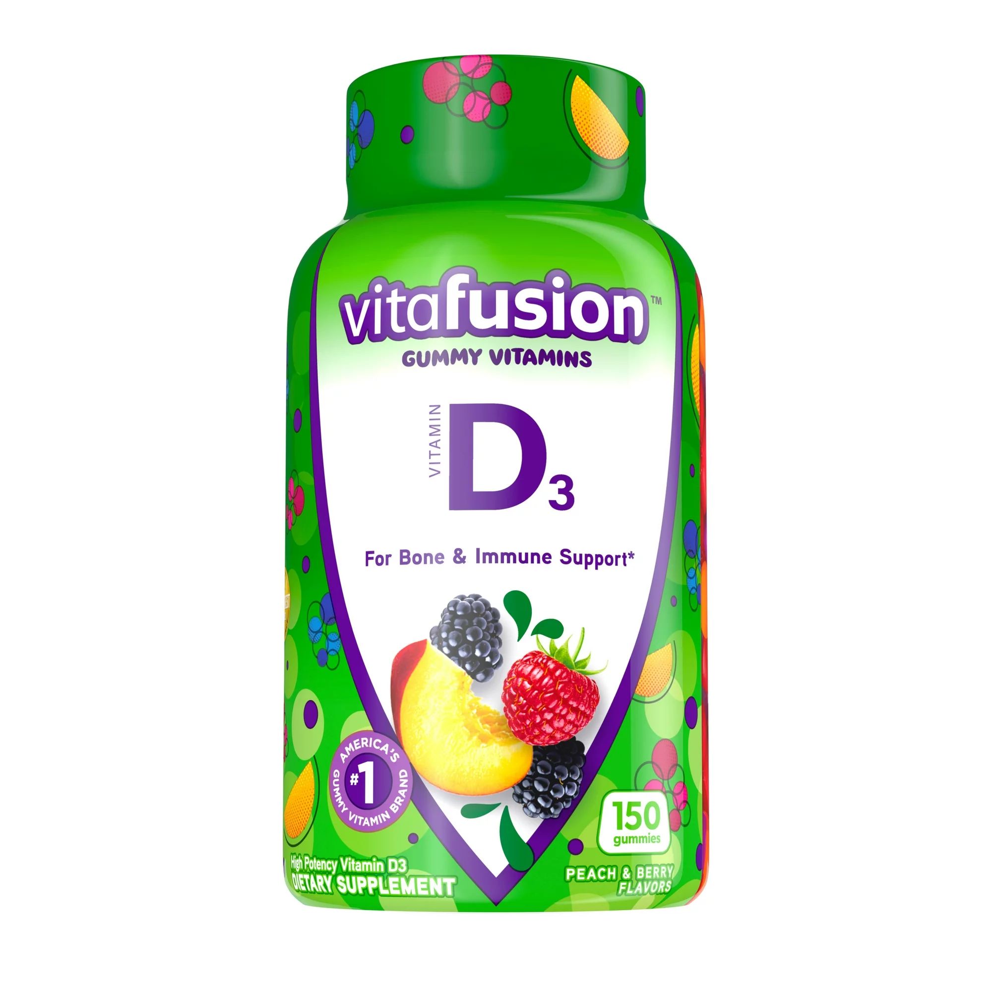vitafusion Vitamin D3 Gummy Vitamins, Peach, Blackberry and Strawberry Flavored, 150 Count | Walmart (US)