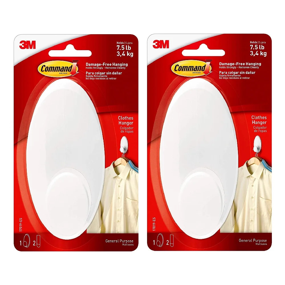 Command Clothes Hanger Large Adhesive Hooks 1 Hanger 2 Strips White, 2 Pack | Walmart (US)
