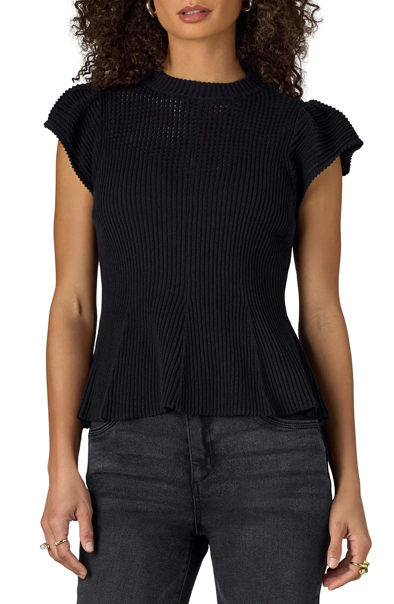 Flutter Sleeve Rib Top (Women) | Nordstrom | Nordstrom