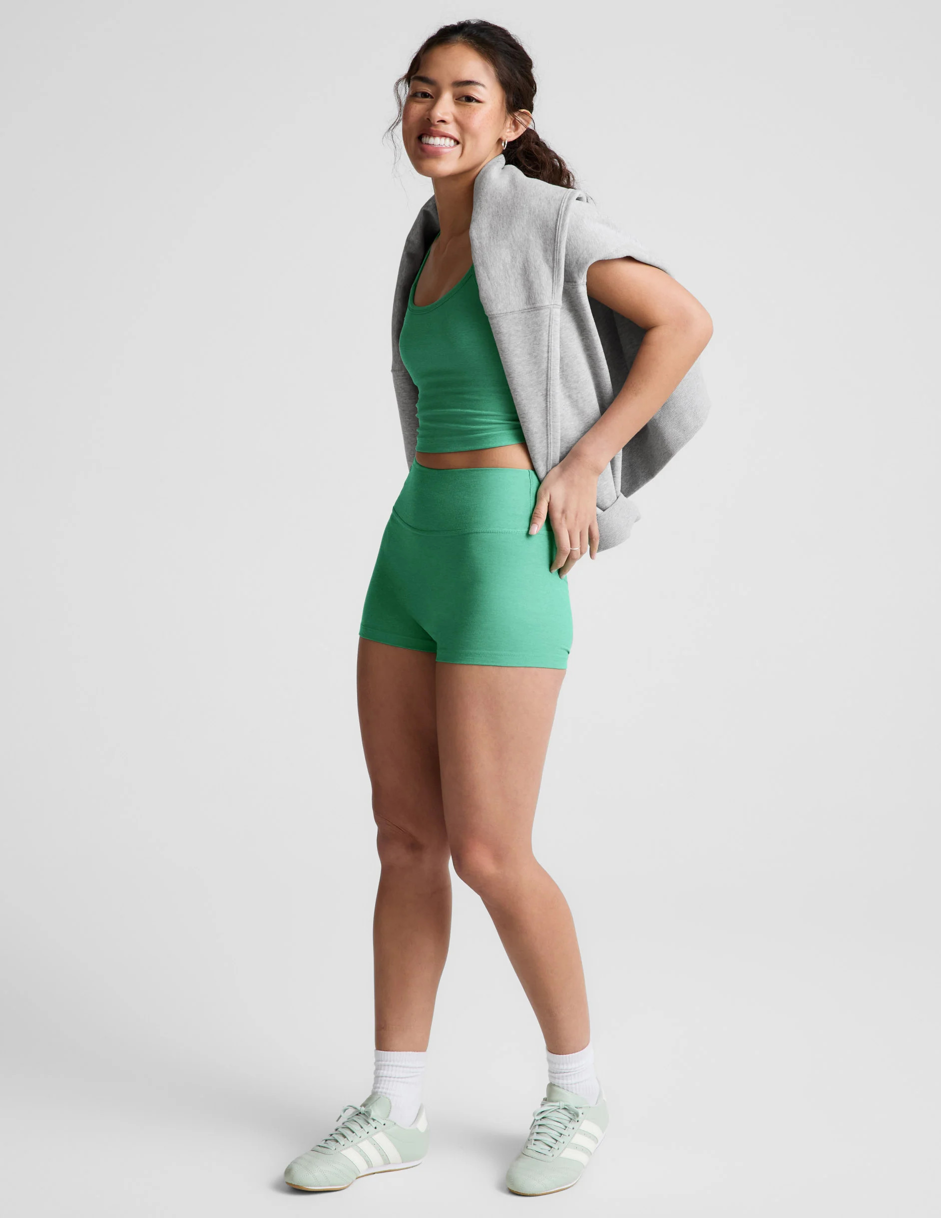 Mid-Rise 3" Spacedye Short - Bright Emerald Heather | Beyond Yoga | Beyond Yoga