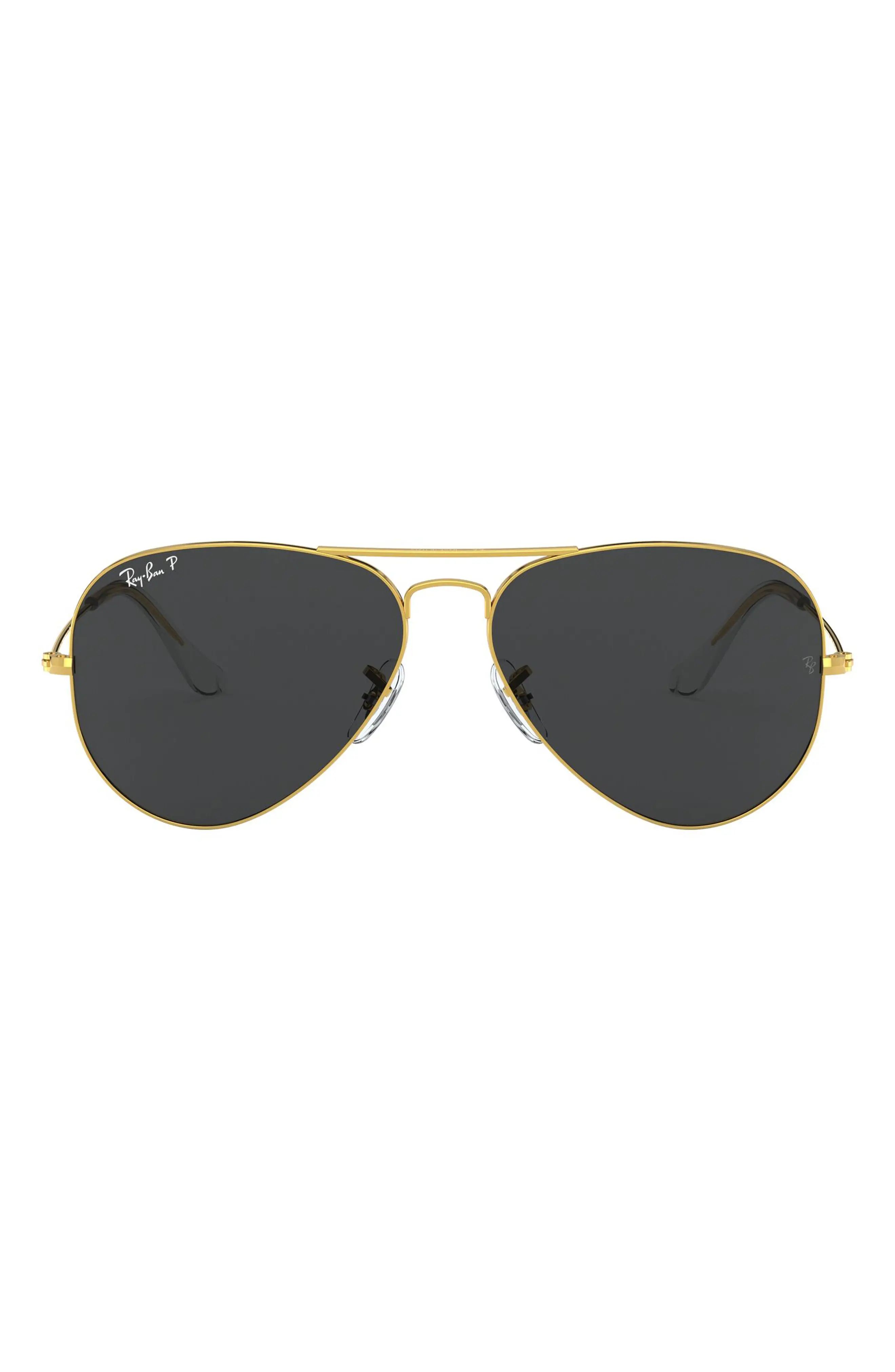 Women's Ray-Ban Aviator 55mm Sunglasses - Black Gold | Nordstrom