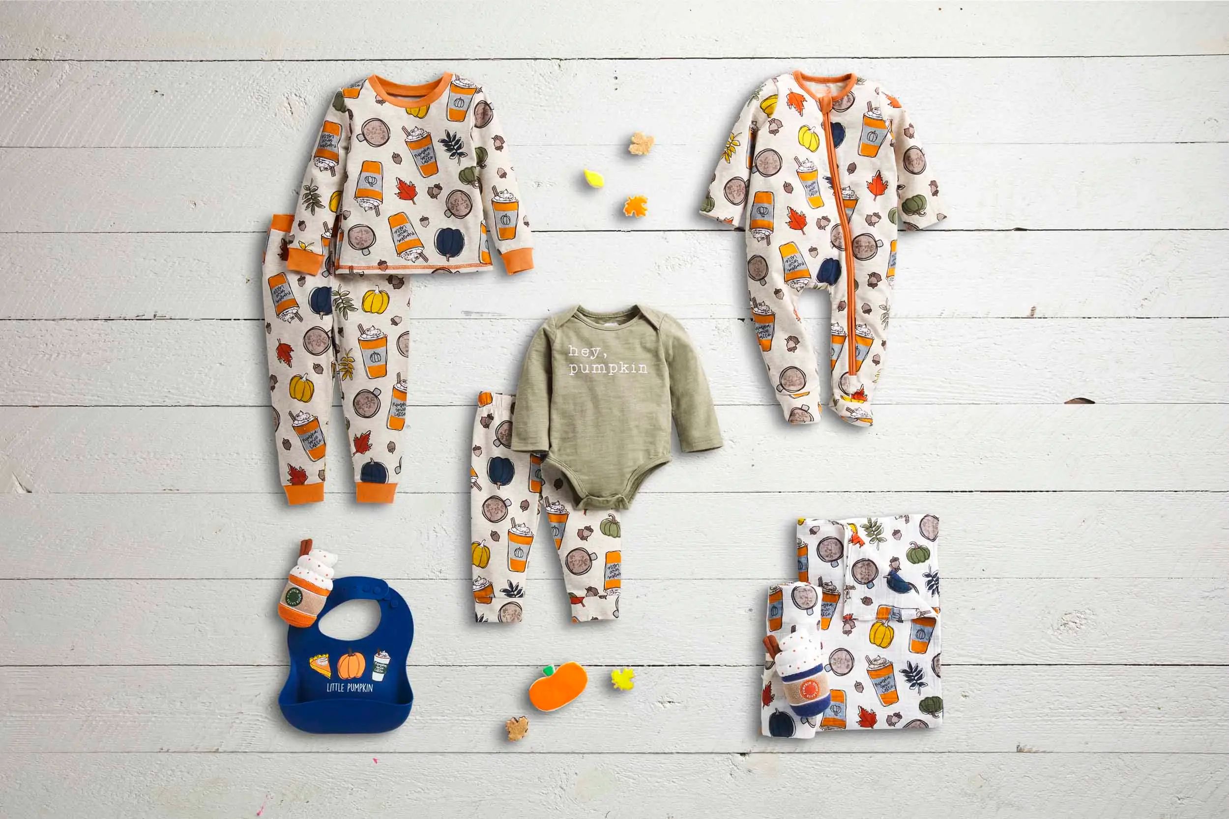 Pumpkin spice bib and rattle set | Mud Pie (US)