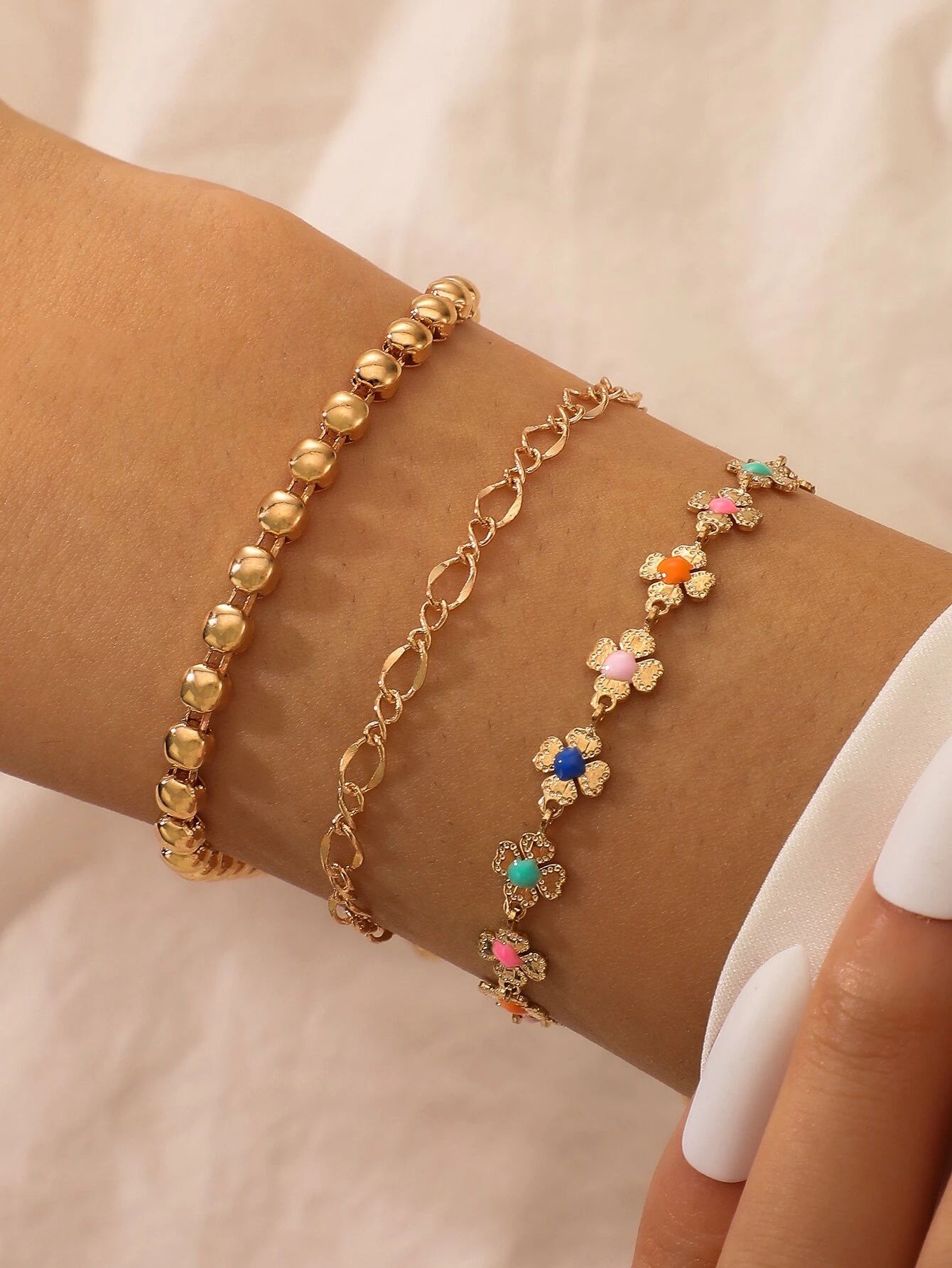 3pcs Flower Decor Bracelet | SHEIN