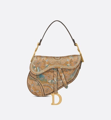 Saddle Bag Cuoio-Colored Embossed Calfskin with Multicolor Hand-Painted Dior In Lights Motif - Ba... | Dior Beauty (US)