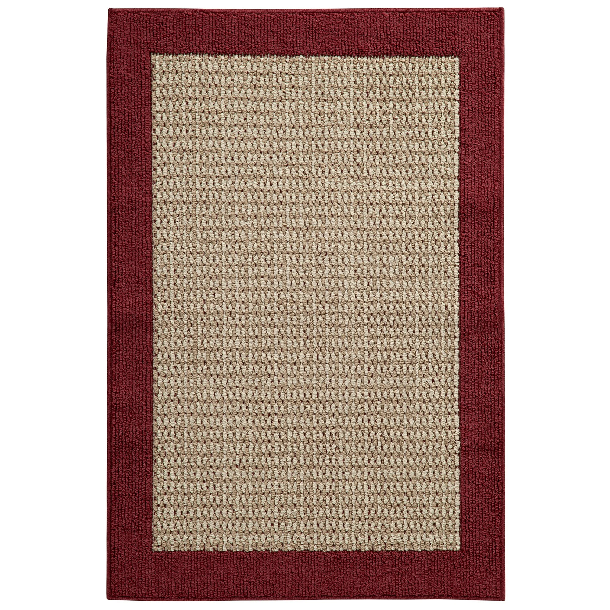 Mainstays Farmhouse Faux Sisal Olefin Red Border Indoor Accent Rug, 2'6" x 3'10" | Walmart (US)