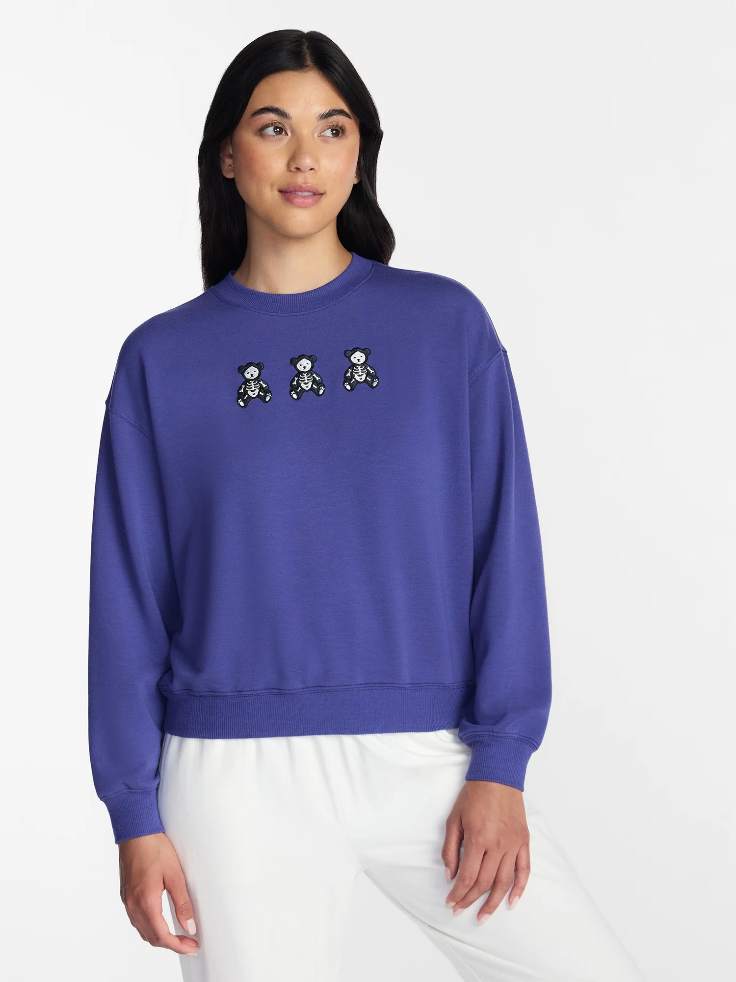 Way To Celebrate Women's French Terry Knit Long Sleeve Lounge / Sleep Top, Sizes XS to 3X | Walmart (US)