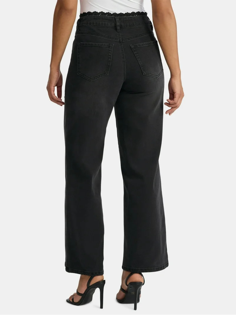 Madden NYC Women's Lace Waist Jeans, 32" Inseam, Sizes 00-18 | Walmart (US)