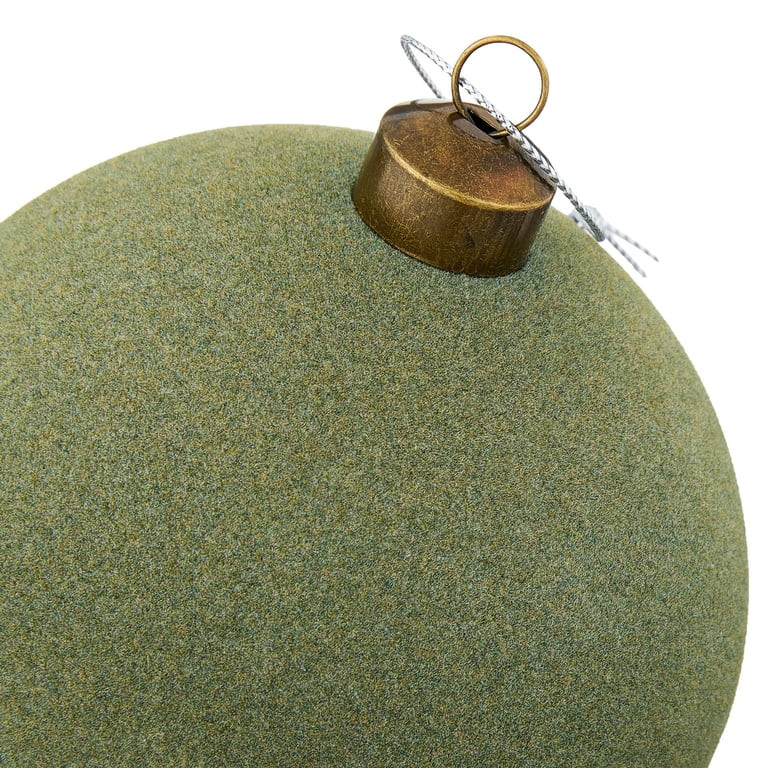 4-Count Sage Green Velvet-Feel Ball Shatterproof Christmas Ornaments, 4.8", by Holiday Time | Walmart (US)