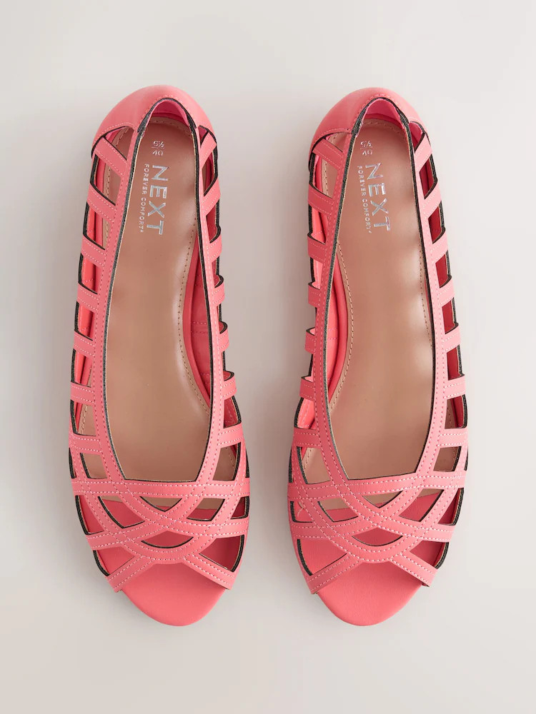 Coral Pink Forever Comfort® Peeptoe Flats | Next EU