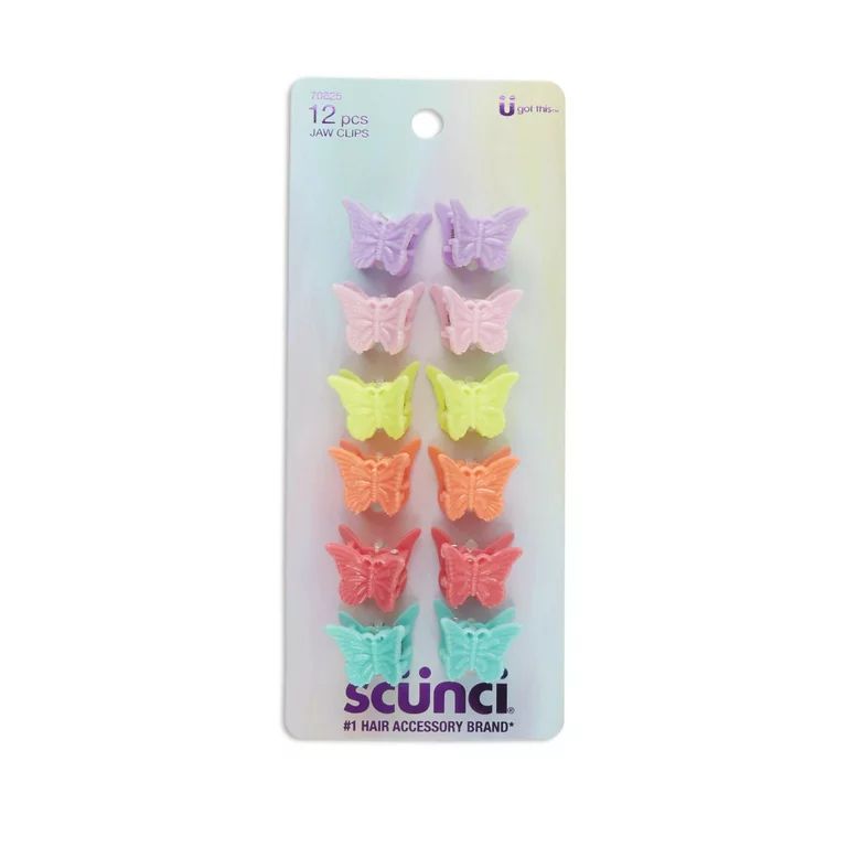 Scunci Kids Mini Butterfly Claw Clips, Assorted Colors, 12 Ct - Walmart.com | Walmart (US)
