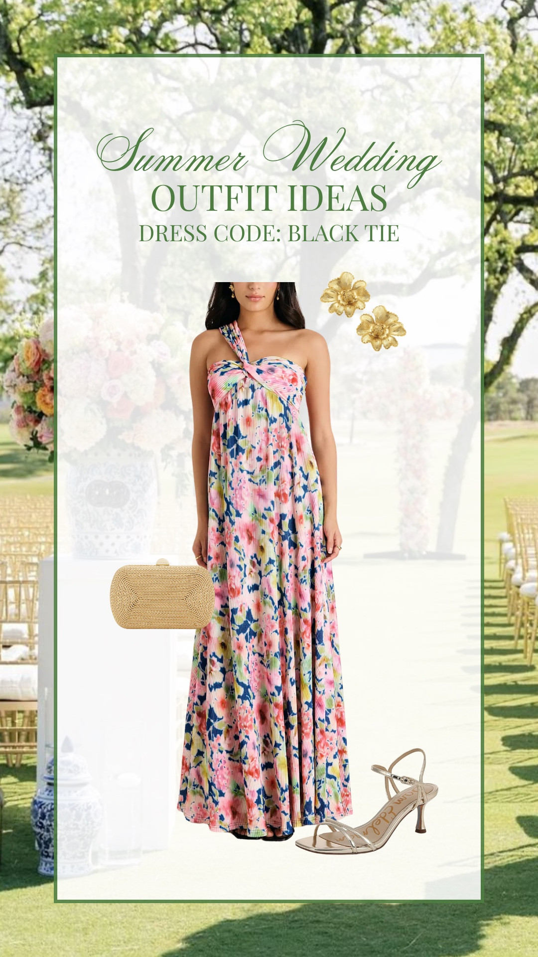 Summer black tie wedding guest outfit idea!