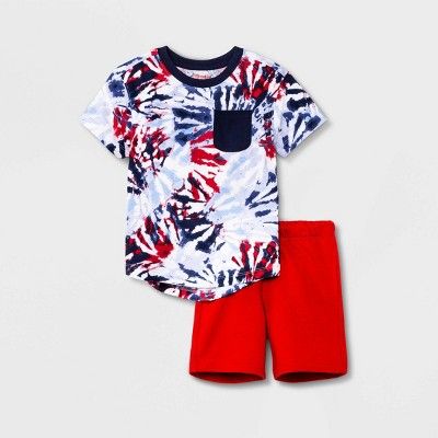 Toddler Boys' 2pc Spiral Tie-Dye Jersey Knit Short Sleeve T-Shirt and French Terry Shorts Set - C... | Target