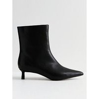 New Look Faux Leather Pointed Kitten Heel Ankle Boots - Black | Very (UK)