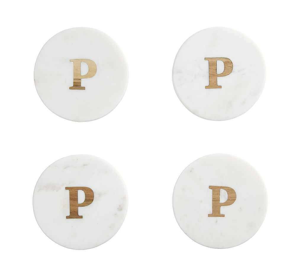 Handmade Alphabet Marble & Wood Coasters - Set of 4 | Pottery Barn (US)