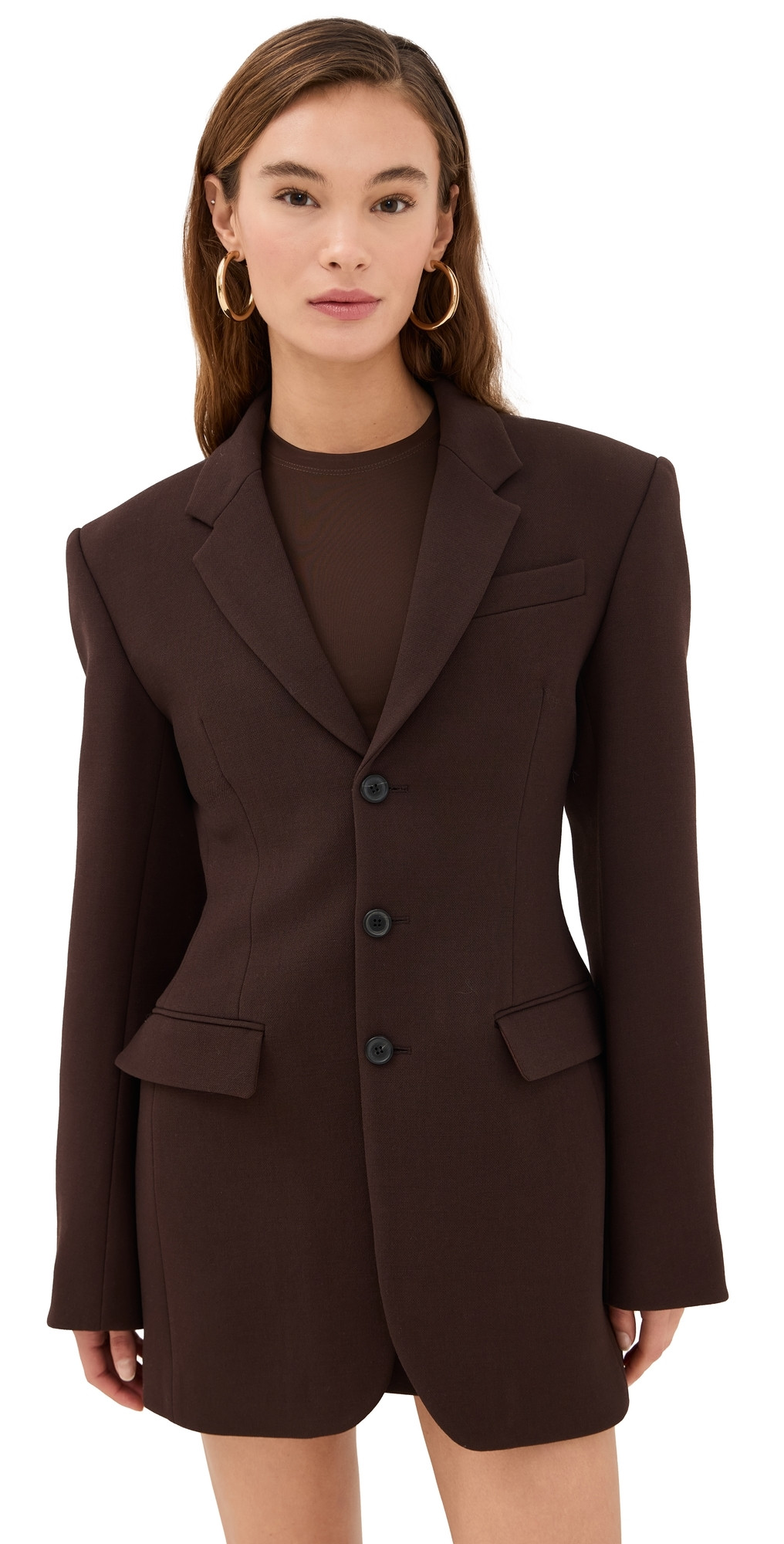 WARDROBE. NYC Longline Blazer Dark Brown M | Shopbop