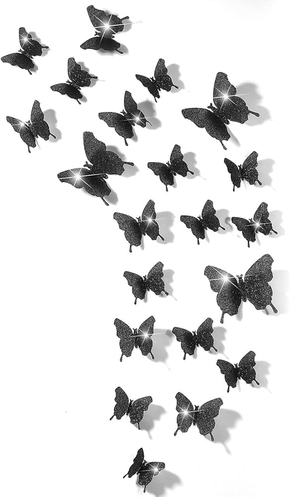 Amazon.com: 48 Pieces Butterfly Wall Decor DIY Mirror 3D Butterfly Stickers Removable Butterfly D... | Amazon (US)