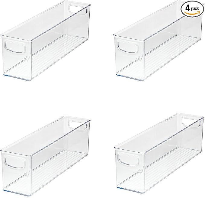 iDesign 4-Piece Recycled Plastic Pantry and Kitchen Storage, Freezer and Fridge Organizer Bins wi... | Amazon (US)
