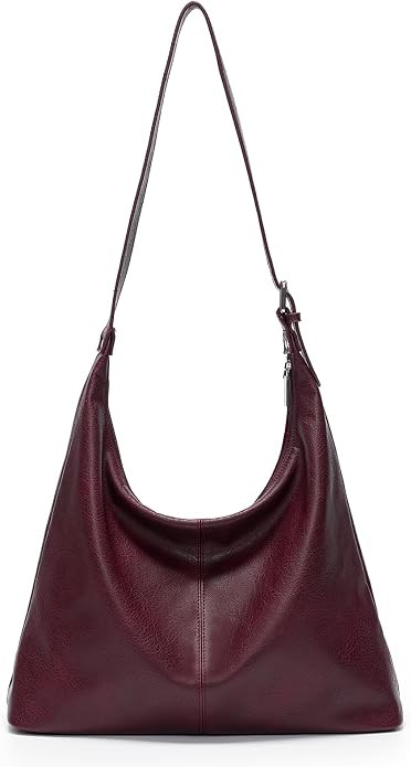 Large Vegan Leather Hobo Bag for Women Slouchy Shoulder Purse Work Handbag | Amazon (US)