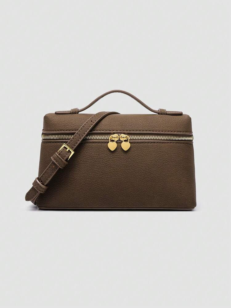 1pc Solid Color Litchi Grain PU Square Crossbody Bag, Suitable For Women's Daily Fashion Matching And Outings | SHEIN