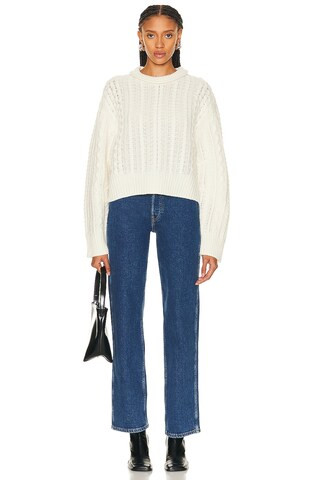 RE/DONE Crewneck Cable Pullover in Ivory | FWRD | FWRD 