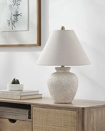 Valderrey Boho Ceramic Bedside Table Lamp for Bedroom Nightstand and Living Room - Shade Linen - ... | Amazon (US)
