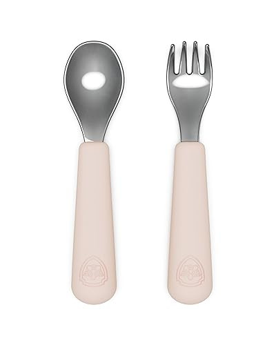 Lalo PAW Patrol Utensils - Toddler Fork and Spoon Set - Stainless Steel and Silicone Ergonomic Toddler Utensils - Children Safe Flatware Set - 2 Pieces - Skye | Amazon (US)