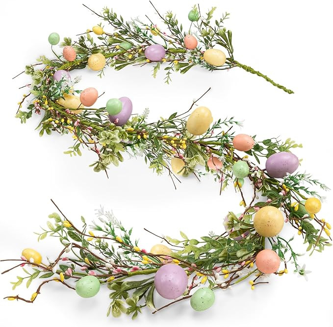 Noverlife 6FT Easter Garland, Easter Egg Garland for Mantle Spring Garland for Easter Decorations... | Amazon (US)
