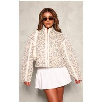 Cream Floral Print Pocket Detail Quilted Jacket | PrettyLittleThing UK
