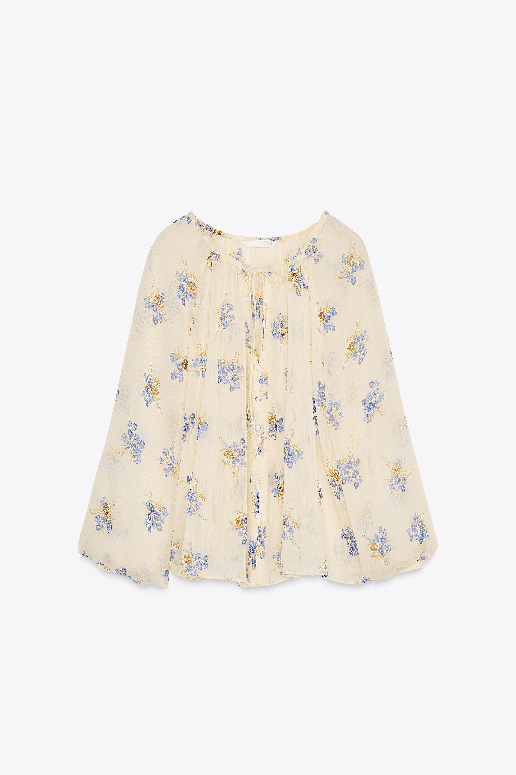 SEMI-SHEER FLORAL PRINT BLOUSE | Zara UK