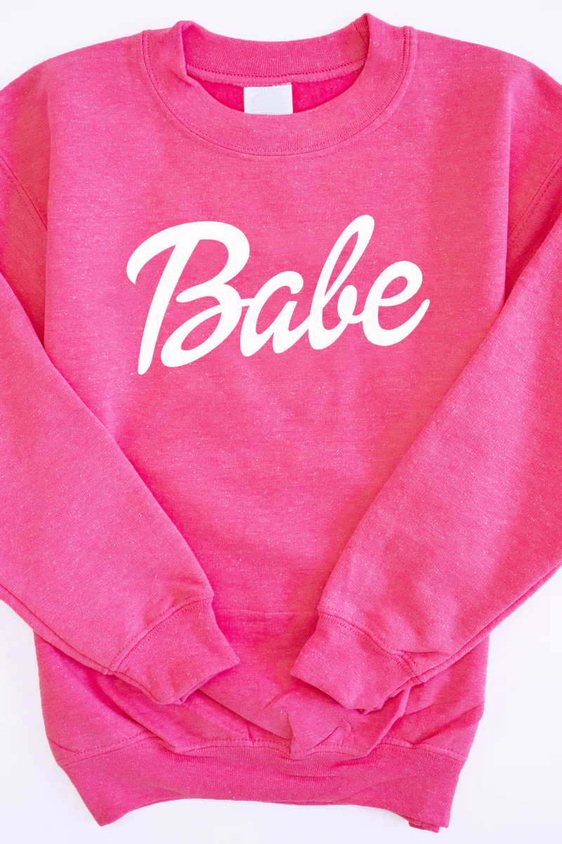 Kids Babe Safety Pink Graphic Sweatshirt | The Pink Lily Boutique