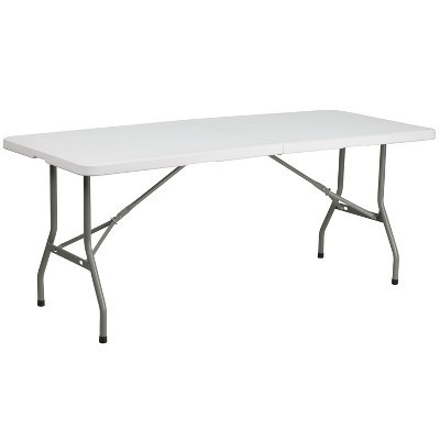 Flash Furniture 6-Foot Bi-Fold Granite White Plastic Folding Table | Target