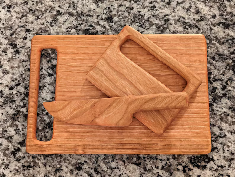Solid Wood Kids Kitchen Tools, Wooden Kid Sized Kitchen Tools No Glue, Kid Sized Food Chopper, Wo... | Etsy (US)
