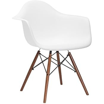Poly and Bark Vortex Arm Chair Walnut Leg, White | Amazon (US)