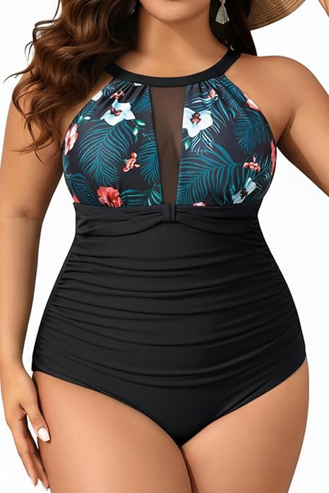Aqua Eve Plus Size Swimsuit Women One Piece Swimsuit Tummy Control High Neck Bathing Suit Ruched ... | Amazon (US)