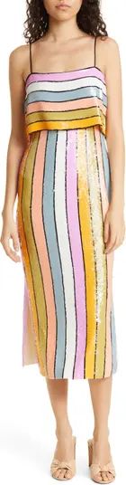 Ivanna Sequin Stripe Midi Dress | Nordstrom