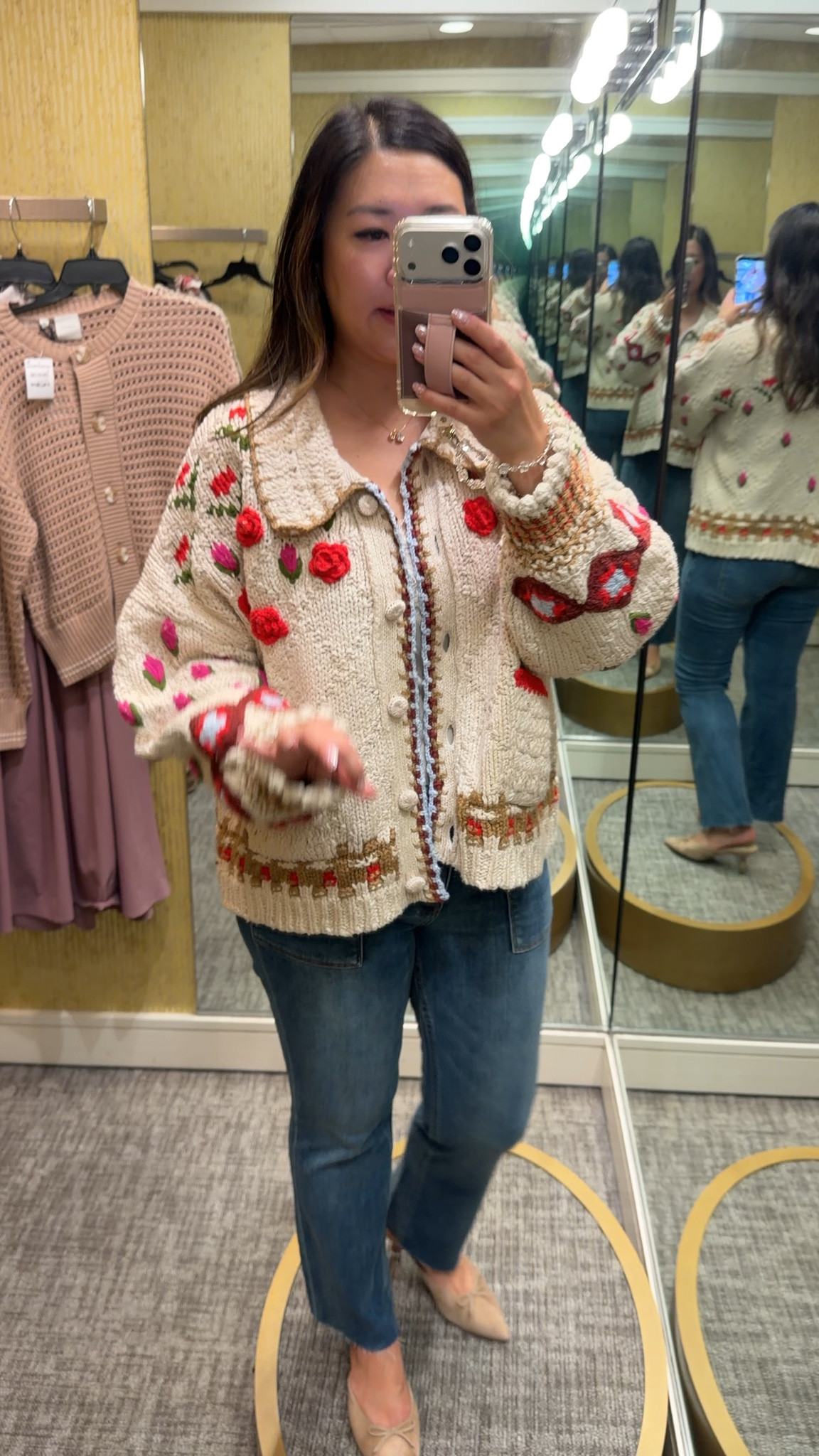 Nordstrom Sale
Free People Cardigan: Medium
Jeans: 6