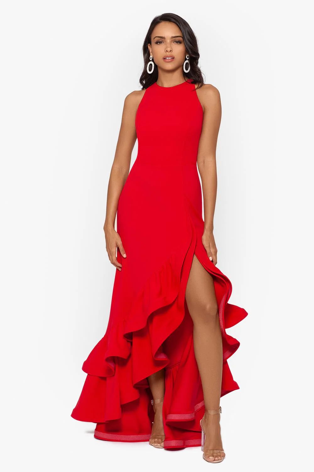 Betsy & Adam Women's Ruffle Tier Scuba Crepe Dress in Red 4P Lord & Taylor | Lord & Taylor