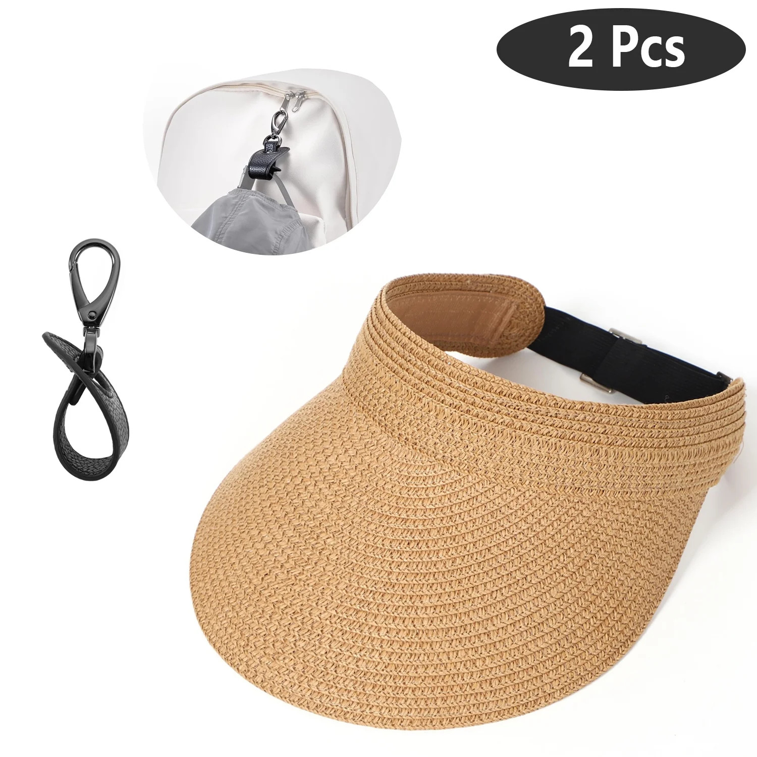 SkyAuks Womens Straw Hat with Hat Clip, UV Protection Brim Visor for Women, Khaki | Walmart (US)