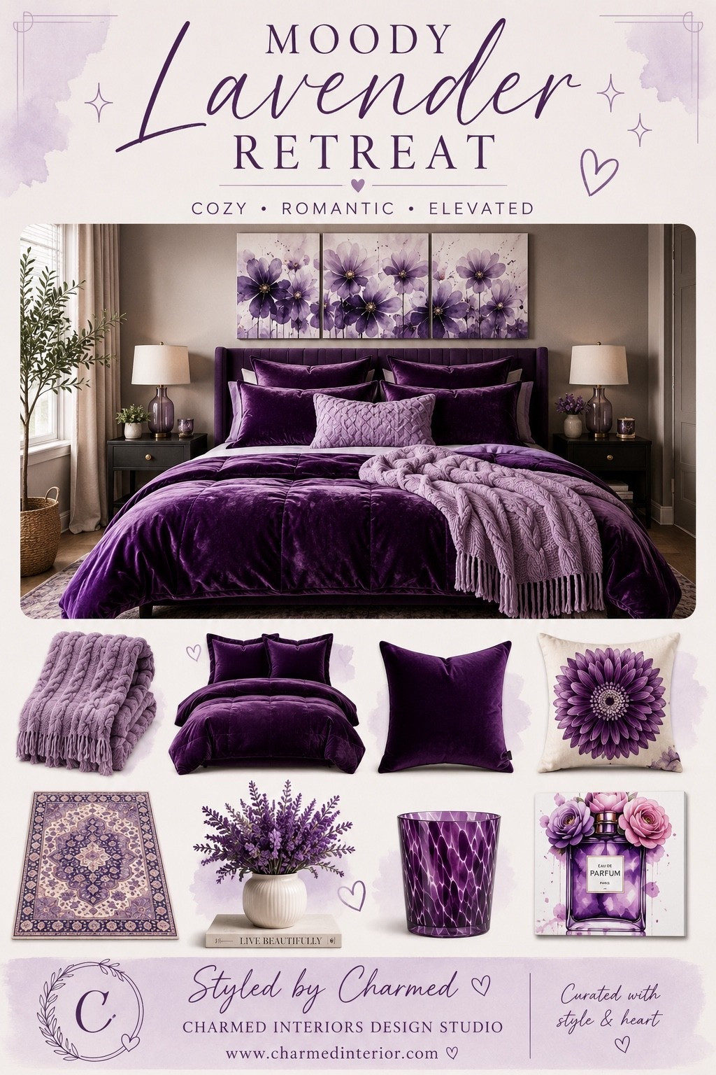 💜 Some spaces just make you want to stay a little longer.

With rich plum tones, soft lavender accents, and layers of cozy texture, this collection creates a bedroom that feels calm, inviting, and thoughtfully designed. It’s the kind of space that helps you slow down, unwind, and recharge after a busy day.

Because everyone deserves a bedroom that feels like a retreat—not just another room.

#StyledByCharmed #HomeDecor

#LTKHome #LTKU #LTKmomlife
