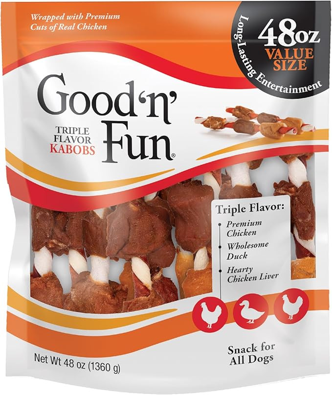 Good ‘n’ Fun Triple Flavor Kabobs Chews for All Dogs, 48 Ounces, Treat Your Dog to Chews Made... | Amazon (US)