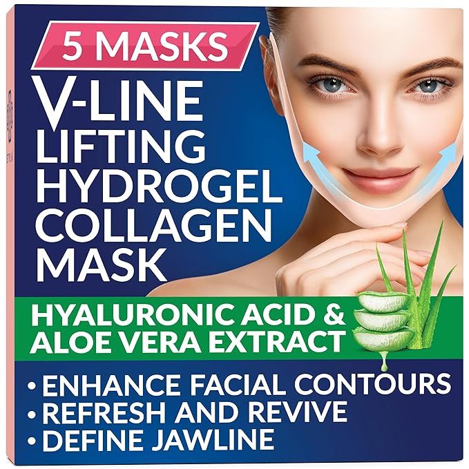 Stylia Double Chin Mask - V Line Chin Strap - Toning Hydrogel Collagen Face Mask with Hyaluronic ... | Amazon (US)