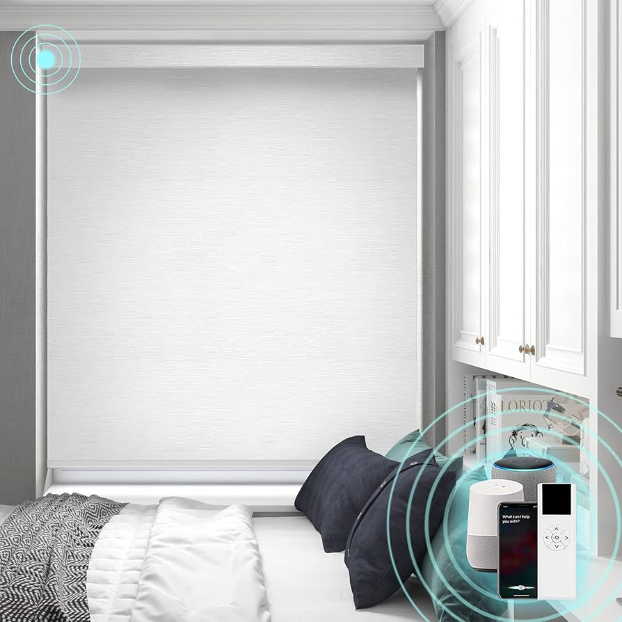 HILADUO Motorized Roller Blinds Customized Size Width 20-105 Inches Window Aluminum Valance Style... | Amazon (US)
