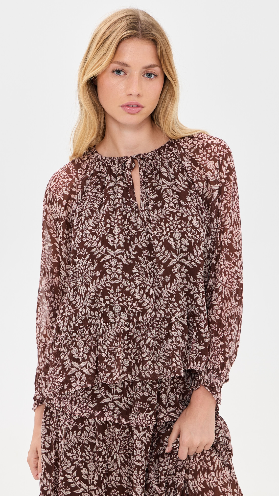 Marea Audra Top Chocolate Lace Floral S | Shopbop