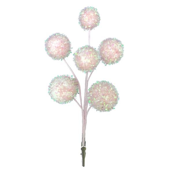 Mrs. Claus' Bakery Pink Tinsel Pom Pom Clip Ornament, 9" | At Home