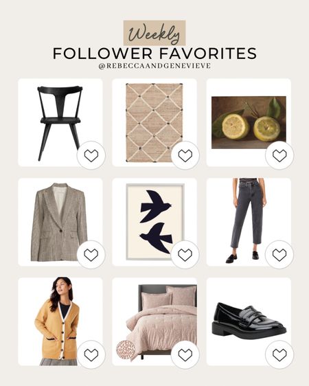 Your favorites this week 💕
-
Dining chair. Jute rug. Accent rug. Wall art. Blazer. Fall outfits. Jean. Walmart fashion. Home decor. Bedding. Comforter  

#LTKshoecrush #LTKFind #LTKhome