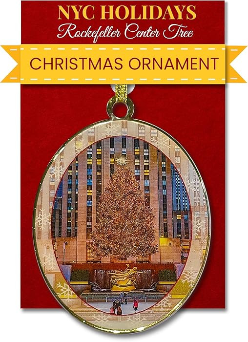 Rockefeller Center Christmas New York Ornament Featuring NYC Tree at Night, Brass Holiday Keepsak... | Amazon (US)